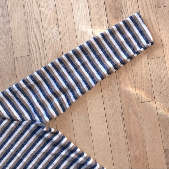 Amaryllis Soft Fleece Top Womens Plus Size 3X Tan Blue Long Sleeve V Neck Stripe - Picture 5 of 8